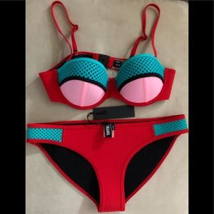 NWT TRIANGL neoprene bikini top and bottom size Lg